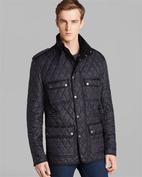 burberry brit men's quilted jacket|Burberry diamond quilted fitted jacket.